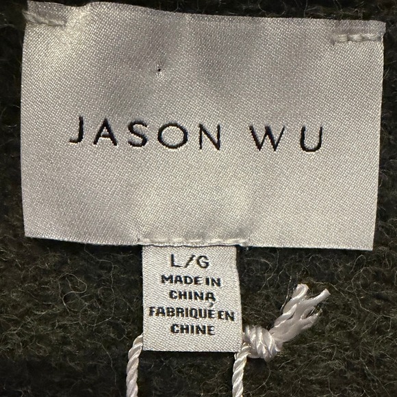 NEW JASON WU Wool Blend Green V Neck Balloon Sleeve Sweater Large - Picture 7 of 12